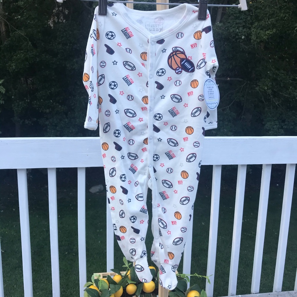 3/$20-infant boys sports one piece pjs-6/9 m